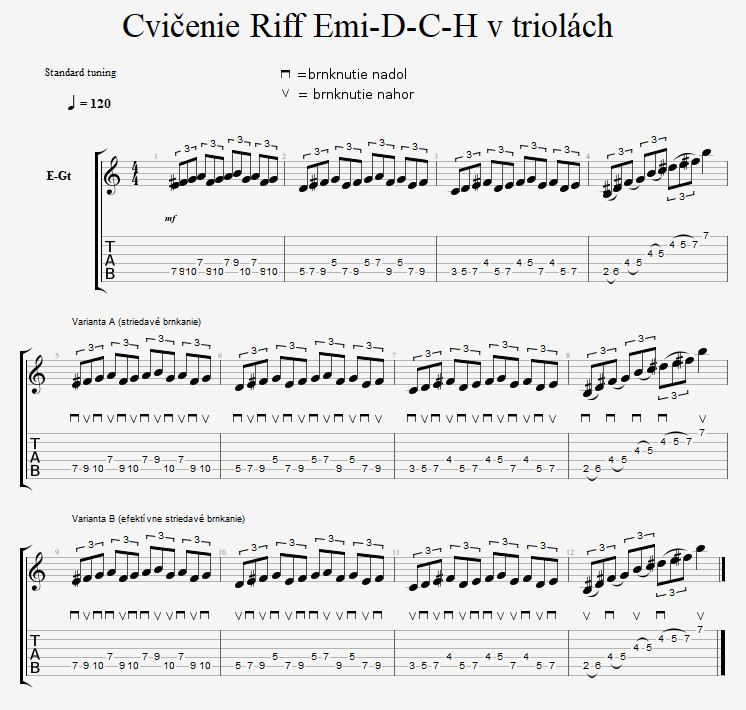 Riff Emi-D-C-H v triolách